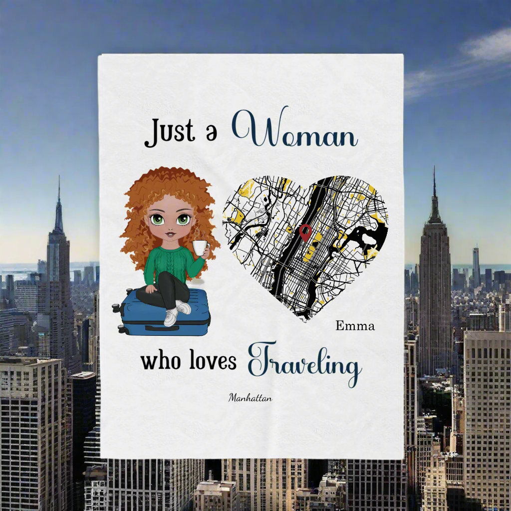 ✈️Travel Girl | Customized Velveteen Plush Blanket ⛵