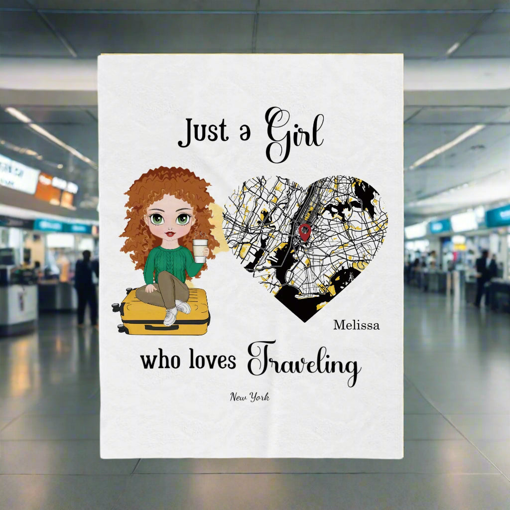✈️Travel Girl | Customized Velveteen Plush Blanket ⛵