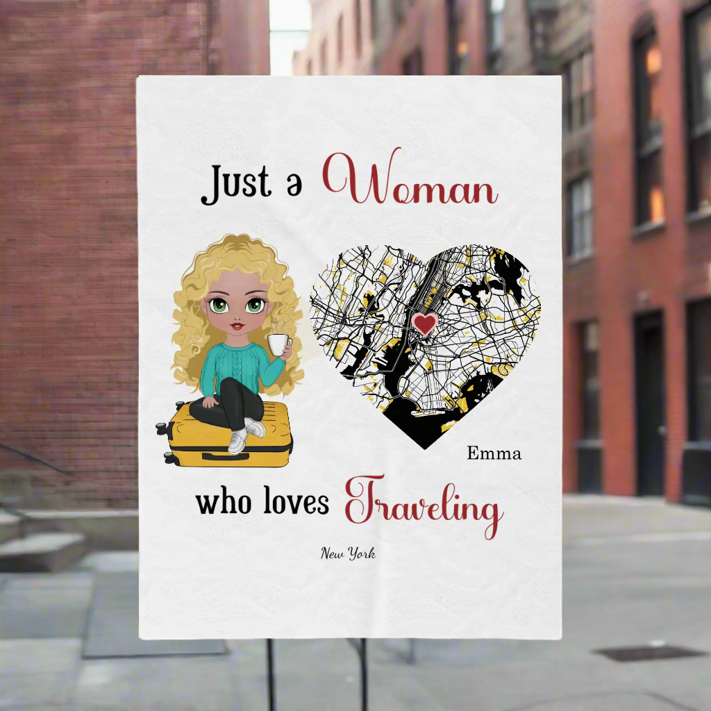 ✈️Travel Girl | Customized Velveteen Plush Blanket ⛵